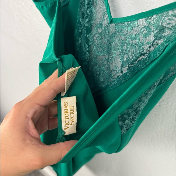 Vintage Gold Label Victorias Secret Green Lace Slip Dress - Picture 6 of 7